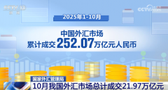 国家外汇管理局:10月我国外汇市场总计成交21
